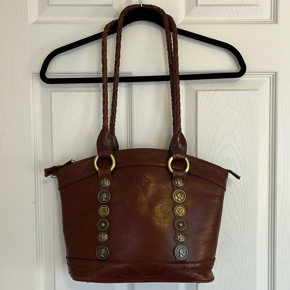 Patricia Nash Renaissance CoinZorita Brown Leather Shoulder Purse Tote Bag